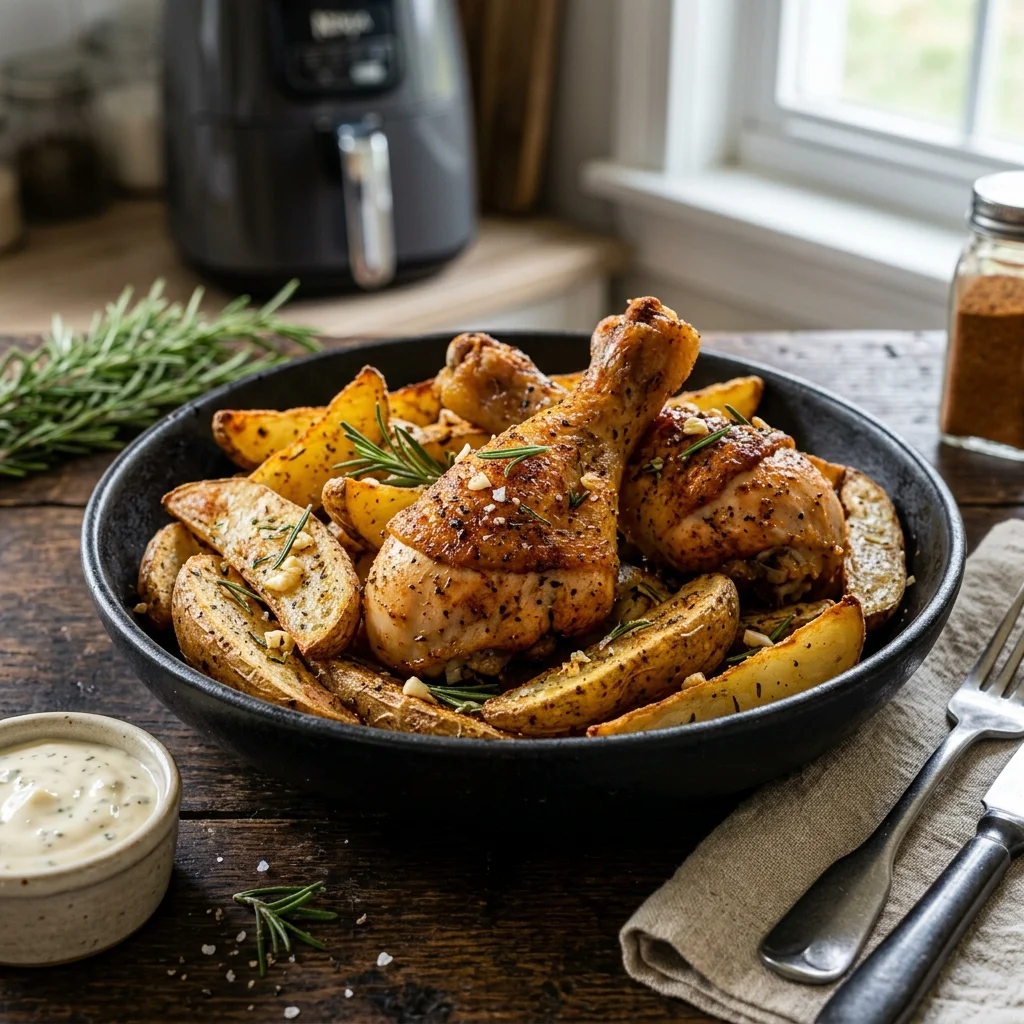 Frango com Batatas RĂșsticas na Air Fryer (Suculento)