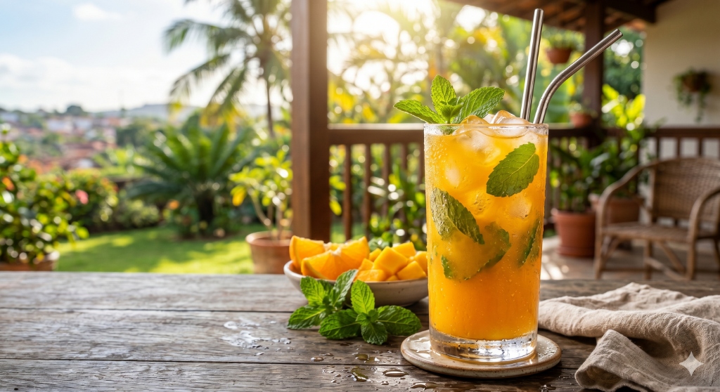 Suco Tropical: Laranja, Manga e Hortelã